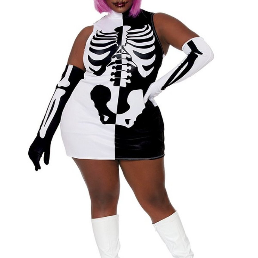 Plus Parti Skeleton Halloween Cosplay Costume  Size 2X